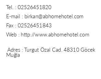 A & B Home Hotel iletiim bilgileri